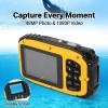 Diving Camera with 48MP, 2.4 Inch Color Screen, 1080P Video, 5M, 32GB Memory Card - Anti Shake, Face Recognition, While Charging, Ideal for Underwater Adventu (Yellow) view 2