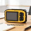 Diving Camera with 48MP, 2.4 Inch Color Screen, 1080P Video, 5M, 32GB Memory Card - Anti Shake, Face Recognition, While Charging, Ideal for Underwater Adventu (Yellow) view 3