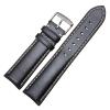 Leather Watch Band Strap Black Dark Brown 18 19 20 21 22 24mm Watchbands Men Women Polished Buckle(Black silver buckle,21mm) view 1