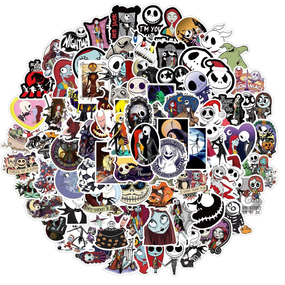 100Pcs The Nightmare Before Christmas Sticker for Kids, Cartoon Waterproof Vinyl Decal for Teen Girl Water Bottle Skateboard Notebook Phone Guitar Bike