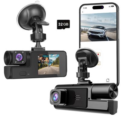 WiFi 1080P Dual Dash Camera for Car Front and Inside Dashcam Car Security Video Recorder,170Wide Angle Vehicle Cam,WDR,G-Sensor,Loop Recording,Night Vision (WiFi Dual Dash Cam with 32G Card)