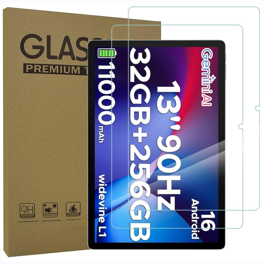 AKNICI 2-Pack Tempered Glass Screen Protector for DOOGEE U13 Tablet 13 Inch, Ultra Clear Transparency Anti-Scratch 9H Hardness