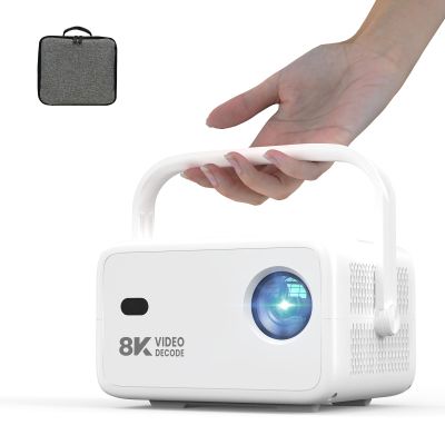 8K Video Decode & Android 14.0Smart Projector with WiFi and Bluetooth, 650 ANSI 8K Support Native 1080P, Auto Focus & Keystone, 360Rotation Portable Mini Short Throw Outdoor Movie Projectors
