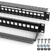 Cyberguys! CAT6 1U 24-Port Keystone Patch Panel, Rackmount or Wall Mount Network Panel w/Cable Management Bar, All-in-One Ethernet & Multimedia Keystone Jack Solution, Durable Construction view 1