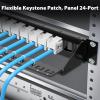 Cyberguys! CAT6 1U 24-Port Keystone Patch Panel, Rackmount or Wall Mount Network Panel w/Cable Management Bar, All-in-One Ethernet & Multimedia Keystone Jack Solution, Durable Construction view 3