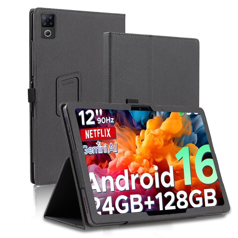 AKNICI Case for DOOGEE U12 Tablet 12 Inch, Premium PU Leather Folio Folding Stand Protective Tablet Cover with Hand Strap Magnet