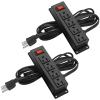 2Pack Wall Mount Power Outlet Strip, 4 Outlet Mountable Power Strip with Switch, Under Desk Power Strip Connect with 10ft Cord Mount Under Desk, Workbench, Nightstand, Dresser, Table.(Black) view 1