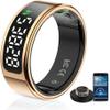 Koepovk Unisex Smart Ring with LED Display, Touch Controls, and Charging Case - Tracks Activity, Sleep, Heart Rate, and Blood Oxygen, IP68 Waterproof (Gold, #12) view 1