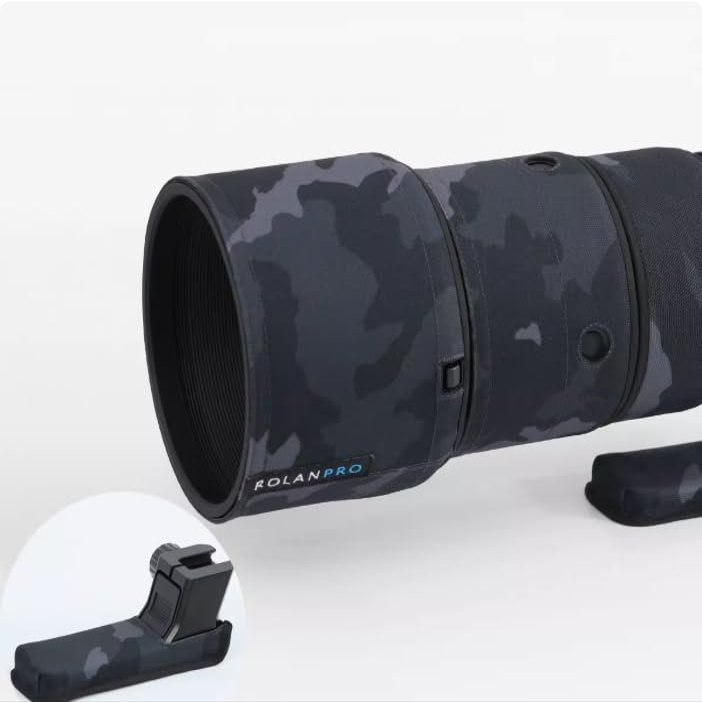 ROLANPRO Camouflage Lens Cover for Fujifilm FUJINON XF 150-600mm F/5.6-8R LM OIS WR Raincover Lens Protection Sleeve Case-#8 Dark Black camo Waterproof
