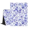 AdorableWhimsy Chinoiserie Printed for iPad (A16) 11th Gen 2025 11 Inch/iPad 10th Gen 2022 10.9 Inch with Pencil Holder Blue Flower Floral Pattern Leather Cover Multiple Viewing Stand Folio Case view 1