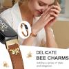 EVPLNT Slim Leather Bands Compatible with fitbit inspire 3 bands, Charms, Feminine Design for fitbit inspire 3 (Brown/Gold) view 3