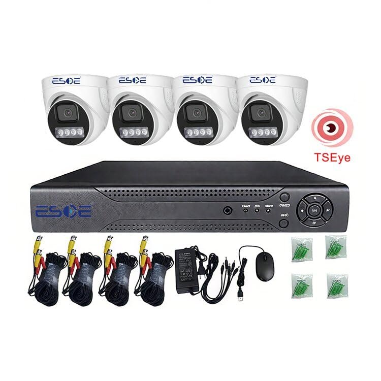 5MP Lite Security Camera System with 500G Hard Drive, 4 Channel AHD TVI DVR Recorder, 4pcs HD Indoor Outdoor Wired Surveillance CCTV Dome Cameras, Smart Motion Detection, Night Vision