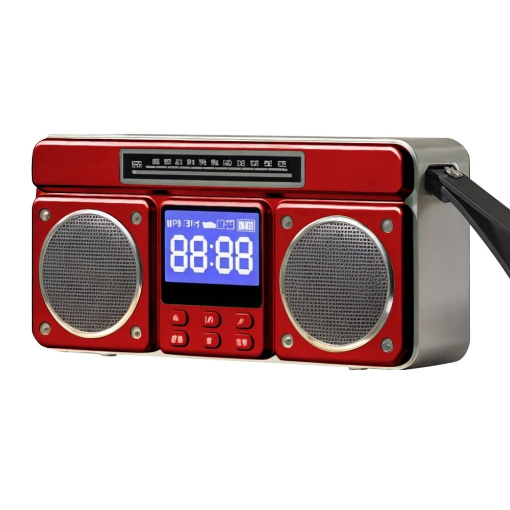 Rechargeable Portable Radio, Compact Fm Radio with Wireless USB & Tf Card Support, HiFi Bass, Perfect for Travel, Garden, Bathroom Use