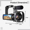 Tressify 56Mp 4K Camera Video Recorder Digital Camcorder Microphone with 128G Card Handheld Stabilizer Tripod Lens Hood 18X Zoom Ir Night Vision 3 Touch Screen Batteries 2 view 4