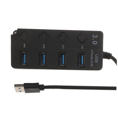 COOLHIYA USB Hub Data Splitter with Independent Control Portable Multifunction Expansion Adapter for Laptop and Computer LED Indicator Overcurrent Protection Cable