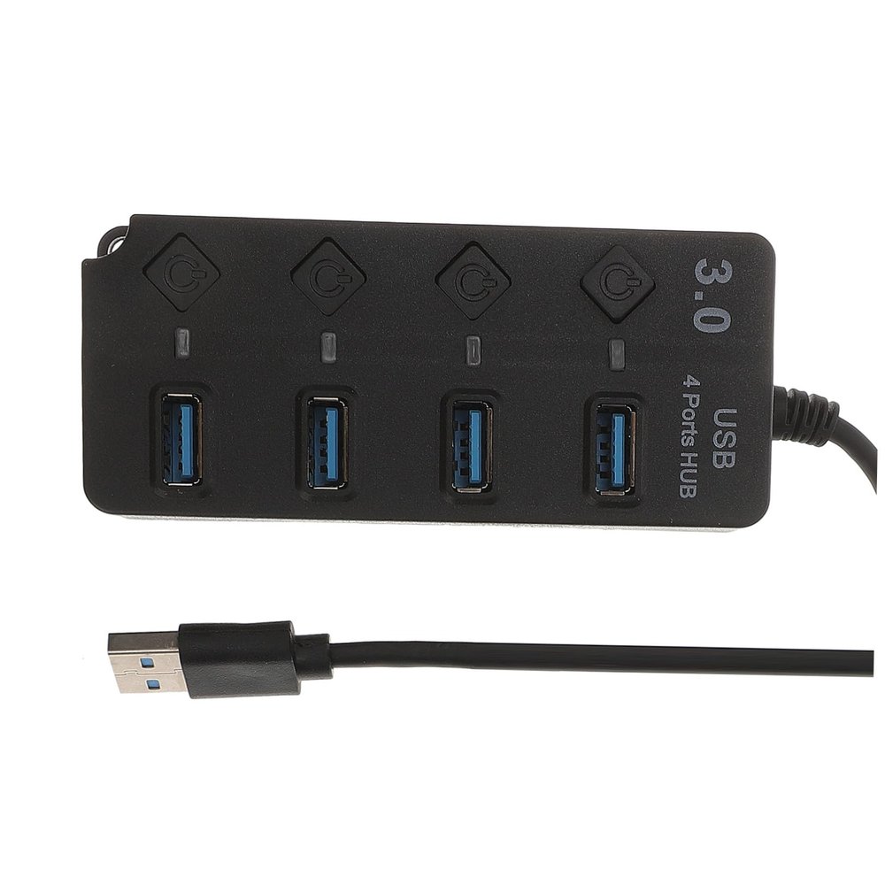 COOLHIYA USB Hub Data Splitter with Independent Control Portable Multifunction Expansion Adapter for Laptop and Computer LED Indicator Overcurrent Protection Cable