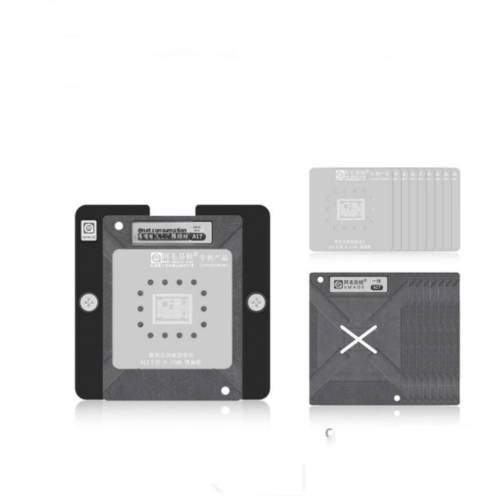Amaoe 18pcs X-16 CPU Tin Plating Platform Kit with Steel Mesh,Magnetic Base,Positioning Board Suitable for X-11,12,13 Max,14,15,16CPU, A11.A12. A13. A14. A15. A16. A17. A18. A18pro Series Tool