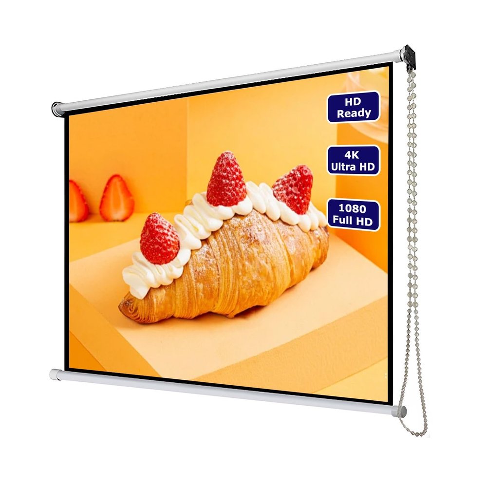60/100in Projector Screen Manual Pull Down, 16:9/4:3 Wall Mounted Movie Screen, Projection Screen for Office Home Theater(84in 4:3)