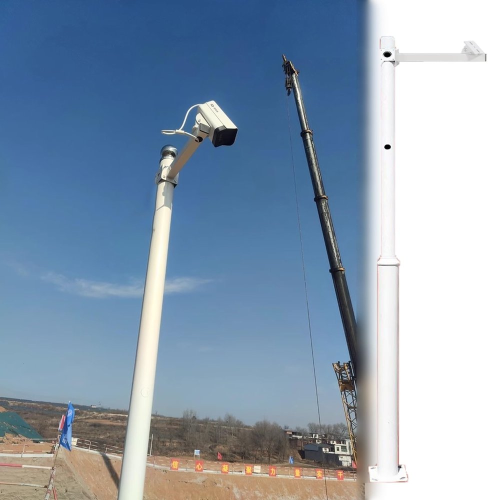 3.3 5 6.6 8.2 9.8 11.5 13 14.8 16.4 18 19.7 ft Tall Surveillance Pole, Outdoor Security Camera Pole with Ground Stake, CCTV Monitoring Pole(Single Gun,3.5 m (11.5 ft))
