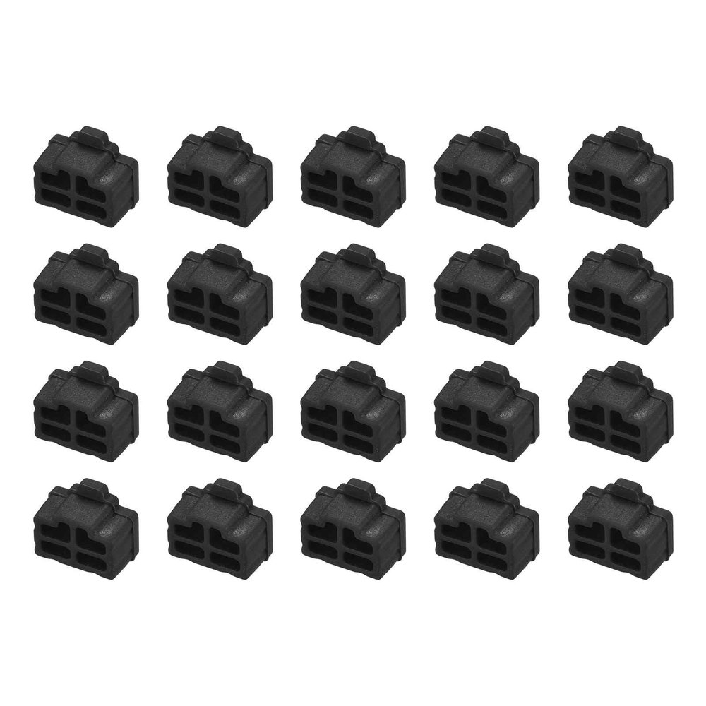 DMiotech 20 Pack 12x8.3mm RJ45 Silicone Ethernet Hub Port Anti-Dust Plugs Protector Stopper Cap Cover, Black