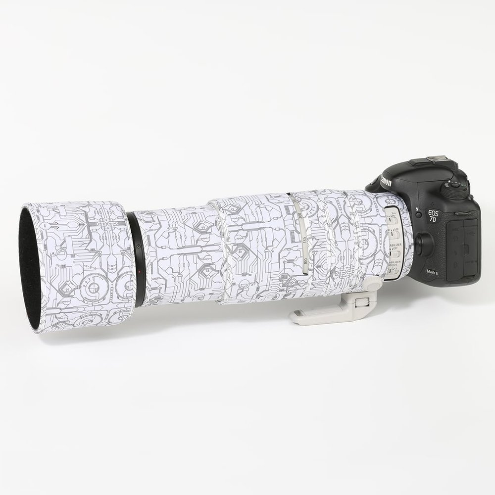 CHASING BIRDS Lens Camouflage Waterproof Coat for FUJIFILM XF 100-400mm F4.5-5.6 R LM OIS WR Rainproof Lens Protective Cover Version III (Electric White, with 1.4X and 2.0X TC)