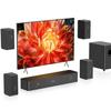 Wooden 5.1.2 Virtual Surround Sound System, 4 Surround Speakers Wired, 400W Peak Power, Sound Bars for Smart TV w/Subwoofer, 5.25'' Deep Bass, Home Theater TV System, ARC/OPT/BT/AUX, HiPulse N512 view 1