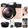 6K Digital Camera for Photography Autofocus, 64MP WiFi Vlogging Camera for YouTube with 3" 180 Flip Screen 16X Zoom, 64GB SD Card & 2 Batteries Pink Compact Travel Camera for Beginners Teens view 1
