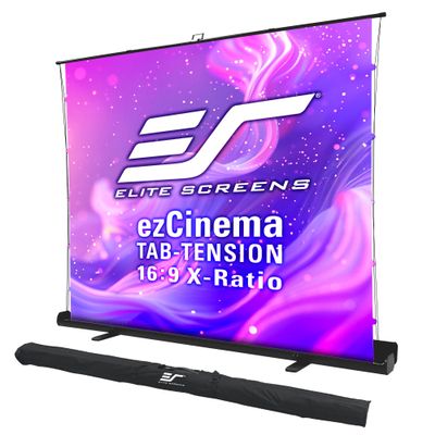 Elite Screens ezCinema Tab-Tension 16:9 X-Ratio Portable Projector Screen, Multi-Aspect Ratio, Manual Floor Rising Pull-Up Scissor-Lift Design + Carry Bag, Home Office Classroom- FT104XWH2-114V107X