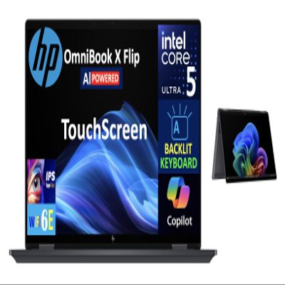 HP OmniBook AI Powered 2-in-1 Laptop 16.0" Touchscreen IPS WUXGA Display (Intel Ultra 5-226v, 16GB LPDDR5X, 2TB PCIe SSD, Backlit KB, Thunderbolt 4, WiFi 6E, Webcam, Bluetooth 5.3, Win 11 Pro)