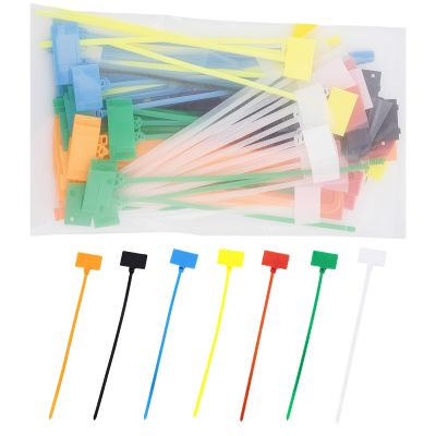 100 Pcs Cable Zip Ties with Tag, Colored Zip Ties with Writable Labels for Cord Labels and Cable Tags, Self-Locking Nylon Ties Set