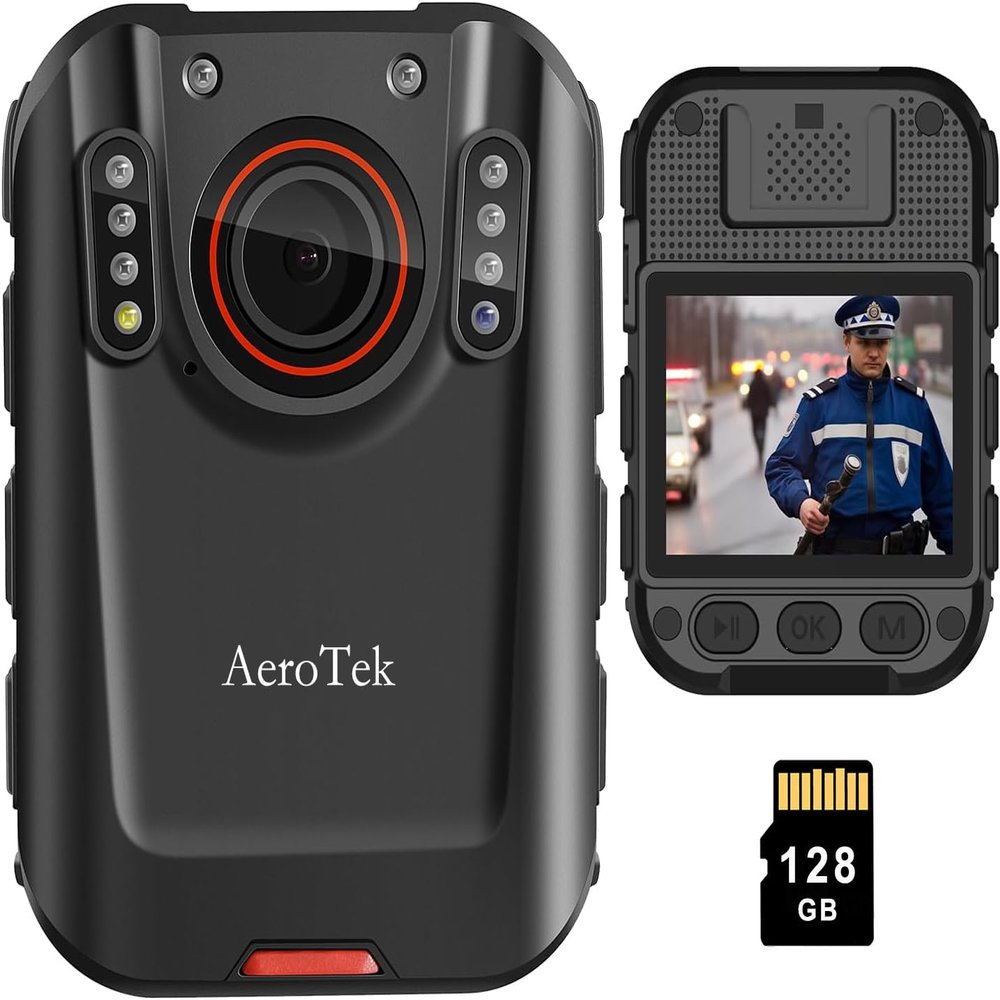 2K Body Camera, Police Body Cam with Video Recording and Ultra Infrared Night Vision, Body Worn Camera for Law Enforcement Recorder (128GB Card Set)