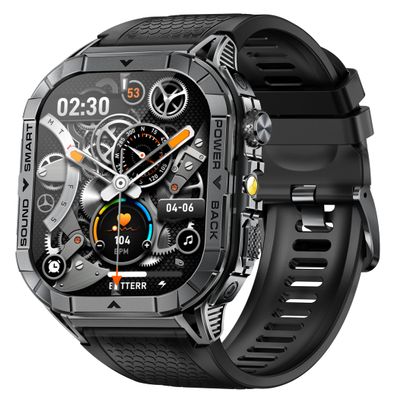 ALPHAGEAR Echo Smartwatch for Men, Tactical Square Smart Watch, 2.13 Inch AMOLED Big Face Display, 480mAh, Built-in Flashlight, Compass, Bluetooth Calling, IP68 Water Resistant