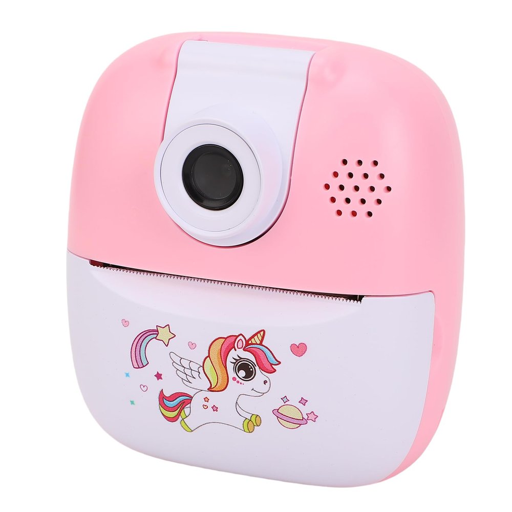 Luqeeg Mini Instant Camera, 24MP 180 Degree Rotation Lens 1080P Video Selfie Digital Camera with Music Player Games & 1 Roll Print Paper for Children Festival Christmas Birthday