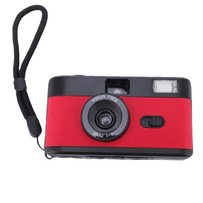 Qudinip 35MM Film Camera, Vintage Reusable Camera with 27 Color Films and Flash Light for Photography Enthusiasts, Students Gift (Black Red)