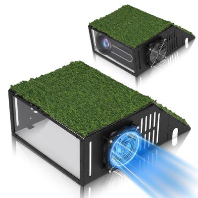 Benut Golf Simulator Projector Cover, Floor-Mounted Projector Enclosure with Cooling Fan and Turf Cover, Durable Protection for Your Golf Simulation, Easy installation