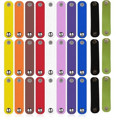 24Pcs Leather Cord Organizer,Reusable Appliance Cord Wrap for Charging Cords,Earphones,USB Cables Multipurpose Cord Keeper (Colorful)