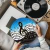 3 MM Thick Anti-Static Felt Platter Turntable Mat Blue Music Notes Anti-Vibration Slipmat Audiophile for LP Vinyl Record Players view 2