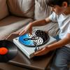 3 MM Thick Anti-Static Felt Platter Turntable Mat Blue Music Notes Anti-Vibration Slipmat Audiophile for LP Vinyl Record Players view 3