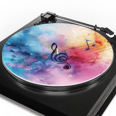 12 Inch Turntable Mat, Abstract Music Notes Record Player Mat Anti-Static LP Anti-Slip Pad Suitable for All LP Vinyl Record Players Home Vinyl Record Mat Replacement Accessories