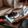 Music Notes Piano Keyboard Turntable Platter Mat Vinyl Record Player Slipmat Pad for LP Records - Anti Static, Non Slip, Shockproof, Durable view 3