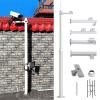 ERRULAN Outdoor Surveillance Camera Pole, Heavy Duty Aluminum Round Steel Tubes Pole for Security Camera, Detachable CCTV Holder Post with Cross Arm(Gray,Height 6m/19.6 ft) view 1