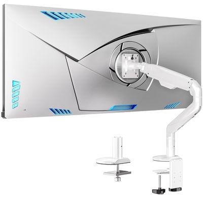 BIZUM Aluminum Monitor Stand 17 to 43 Inch Monitor Arm, Adjustable-Monitor Mount up to 33lbs with Clamp and Grommet Base, VESA 75x75/100x100mm White