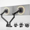 monTEK Dual Monitor Stand Mount with USB for Up to 35" Screens, Each Arm Holds Max 24.3lbs, Full Motion Adjustable Monitor Arm Desk Mount with C-Clamp/Grommet, VESA 75/100mm, Space Gray, MA1010UCDG-D view 1