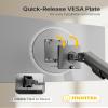 monTEK Dual Monitor Stand Mount with USB for Up to 35" Screens, Each Arm Holds Max 24.3lbs, Full Motion Adjustable Monitor Arm Desk Mount with C-Clamp/Grommet, VESA 75/100mm, Space Gray, MA1010UCDG-D view 3