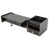 HUYSCVUI Desktop Monitor Stand Riser with Storage Cabinet, Cherry Wood Color MDF, 18.9x7.87x4.13 Inch, Lockable Drawer, 6 Compartments, Phone Holder, Modern Rectangle Design (Black) view 1