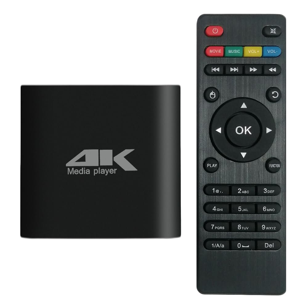 COSOWELL 4K Media Player for USB Drive & MicroSD, Ultra HD Digital Signage Player with HDMI/AV Output, H.265 H.264 MKV MP4 Video, MP3 Music, JPG Photo, Auto Play & Resume, Loop Playback