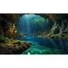 Underwater Cave Aquarium Background Ocean Seaside Rock Cave Fish Tank Background Tropical Seashore Sunrays Blue Sky Terrarium Backgrounds Misty Stunning Seascape Reptile Tank Backgrounds 48x18in view 1