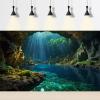 Underwater Cave Aquarium Background Ocean Seaside Rock Cave Fish Tank Background Tropical Seashore Sunrays Blue Sky Terrarium Backgrounds Misty Stunning Seascape Reptile Tank Backgrounds 48x18in view 2