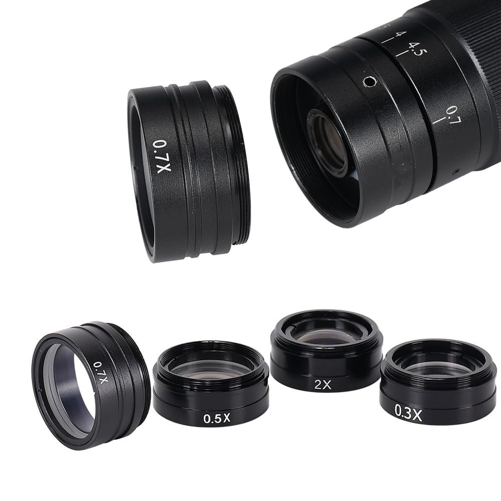 1pc 0.3X 0.5X 0.7X 2X 1X Barlow Lens 42mm Mounting Thread Microscopio Camera Objective Lens for 10A 120X 180X 300X Lens(0.7X)