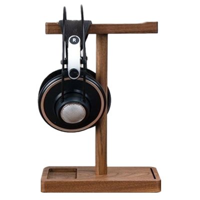 Headphone Holder - 28x20cm Black Walnut Wood Stand, Durable Desks Hanger, Headset Storage Rack | Modern Wooden Headphone Stand For Office Table Home Studio Decoration Organization